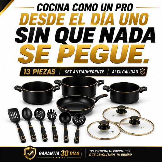 Juego De Ollas 13 Piezas Antiadherente con 6 utencilios